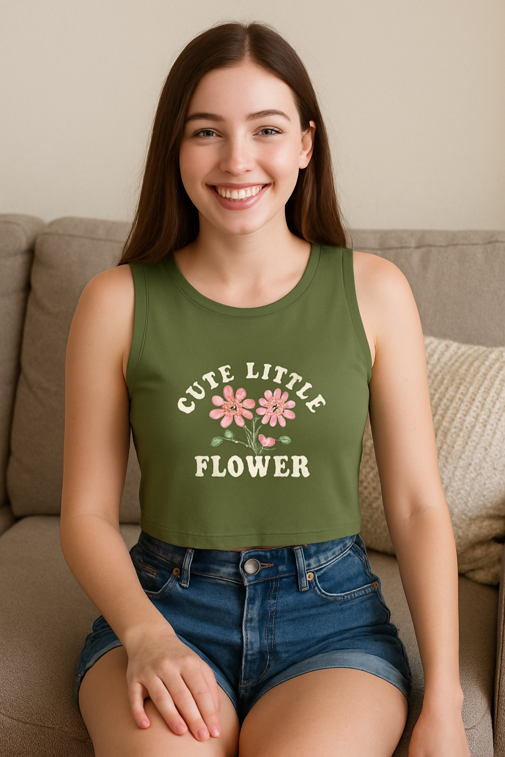 🌸 Fithause - Cute Little Flower Crop Top 🌿