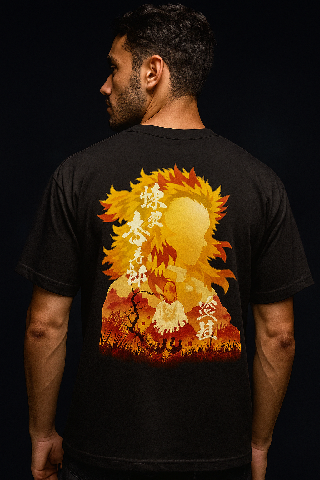🔥 FITHAUSE – Rengoku Flame Hashira Oversized Tee 🔥
