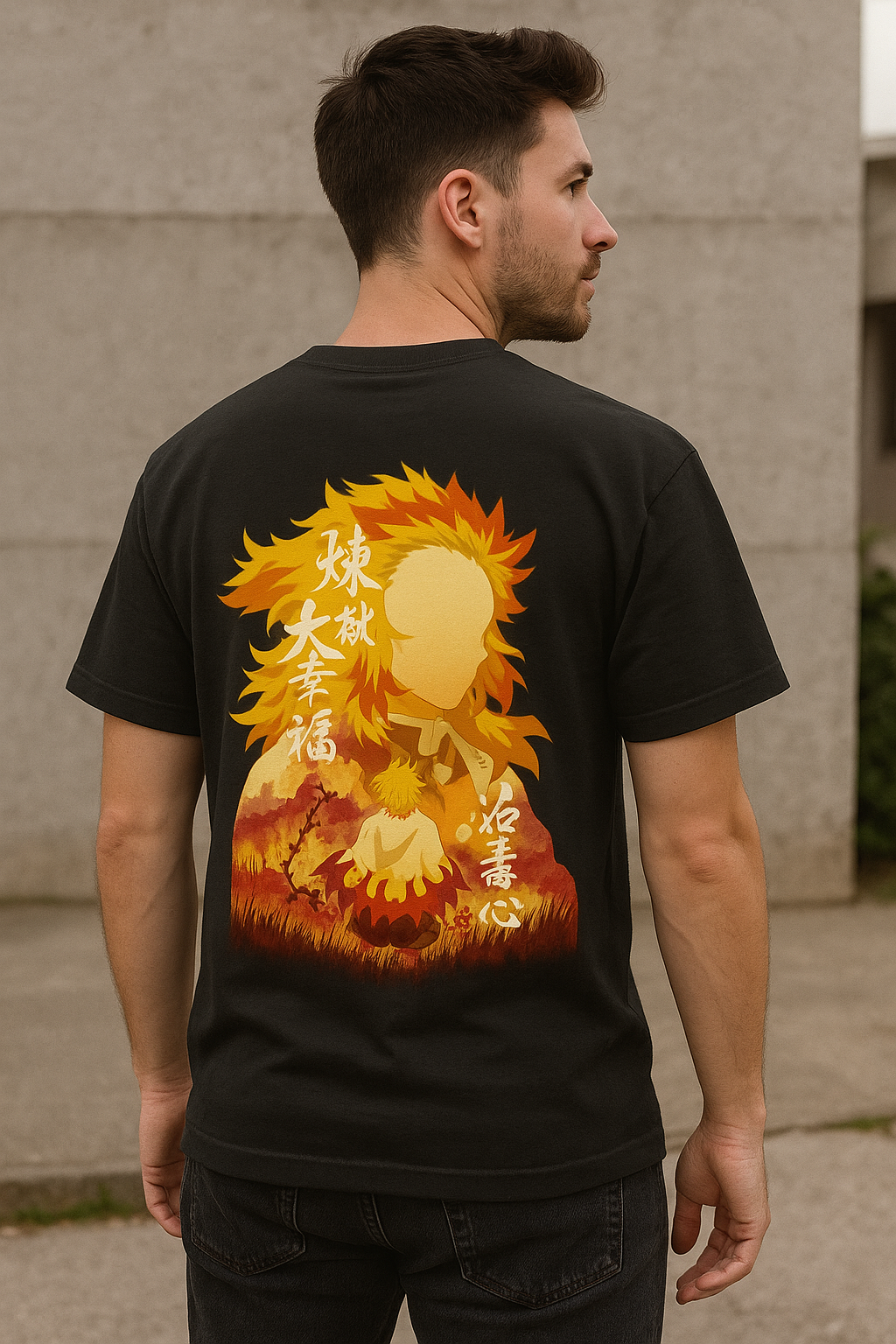 🔥 FITHAUSE – Rengoku Flame Hashira Oversized Tee 🔥