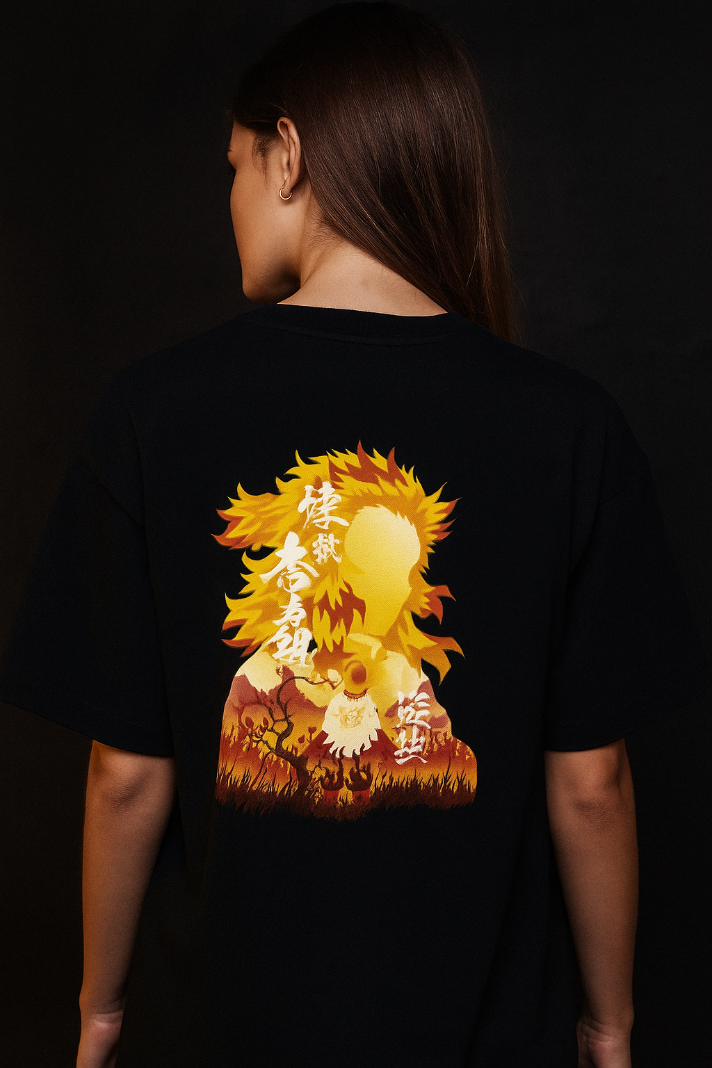 🔥 FITHAUSE – Rengoku Flame Hashira Oversized Tee 🔥